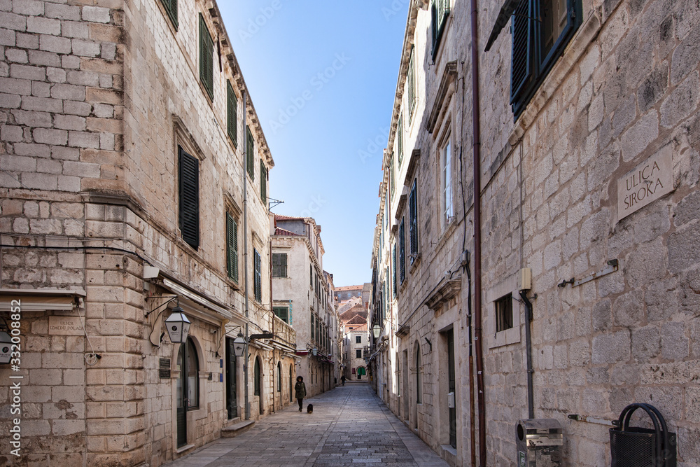 Narrow medieval street, Dubrovnik, Croatia Narrow medieval street, Dubrovnik, Croatia