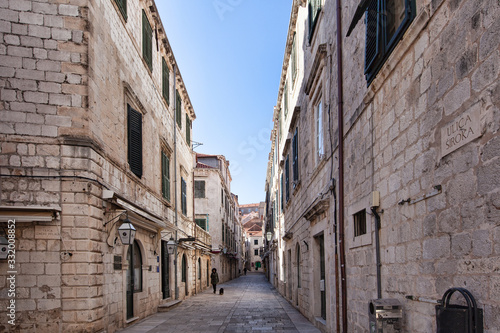 Narrow medieval street  Dubrovnik  Croatia