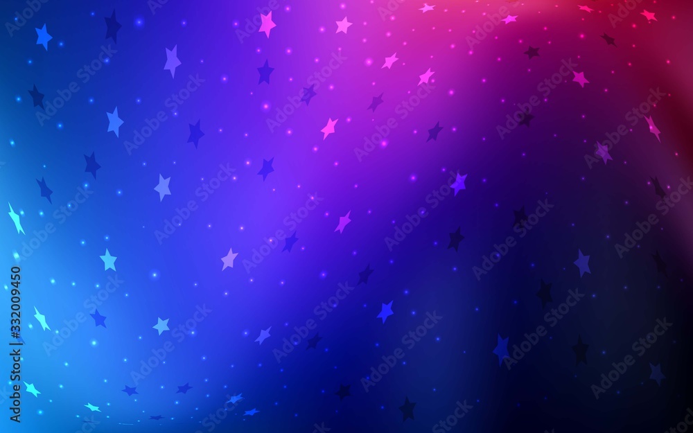 Dark Blue, Red vector background with colored stars. Stars on blurred abstract background with gradient. The pattern can be used for wrapping gifts.