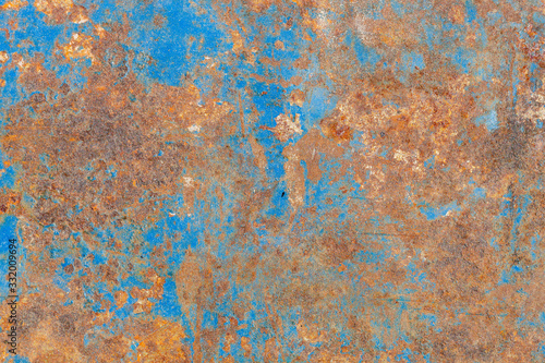 Old Weathered Blue Painted Corrugated and Damaged Metal Texture