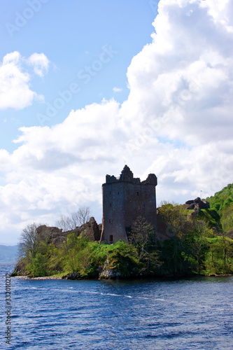 Castle watchtower on the lake shore