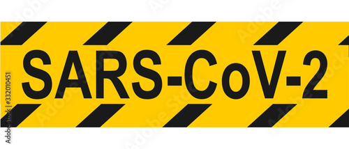 Yellow warning tape vector design for Sars-cov-2 isolation. Coronavirus contamination concept