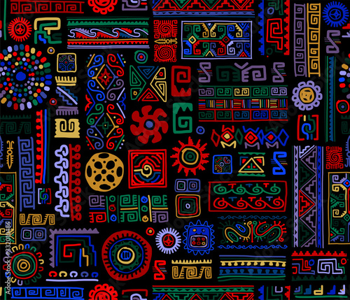 Ethnic handmade ornament, seamless pattern
