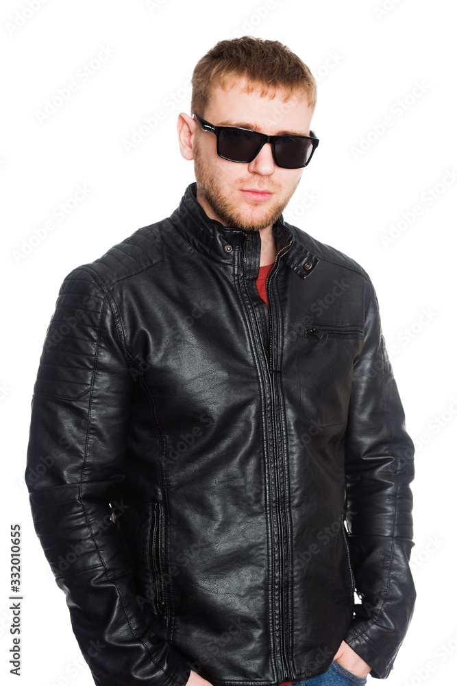 Fototapeta premium European man with beard in sunglasses