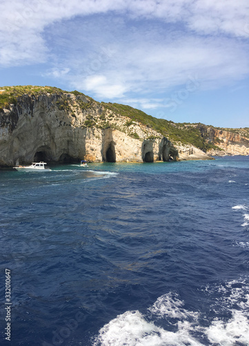 View of Blue Caves from boat (Zakynthos, Greece, Cape Skinari )