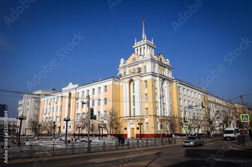 Soviet style architecture of House of Radio, Ulan-Ude, Russia