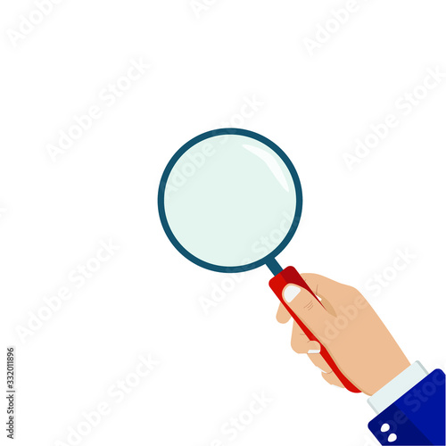 illustration, magnifying, symbol, tool, look, magnifier, detective, search, zoom, business, isolated, hold, information, lens, optical, investigation, magnification, research, review, handle. EPS 10