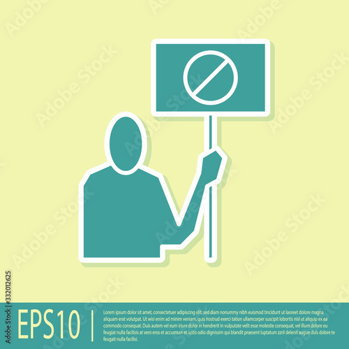 Green Nature saving protest icon isolated on yellow background. Earth planet protection, environmental issues demonstration. Vector Illustration