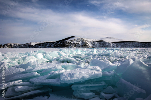 Slika na platnu Scenic landscape of crashed ice pieces, Baikal Lake, Russia