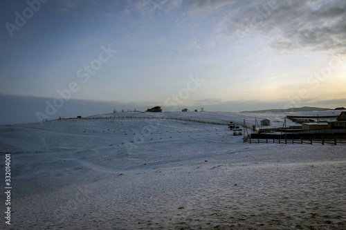 Khuzhir village view by winter, Olkhon Island, Baikal Lake, Russia © free2trip