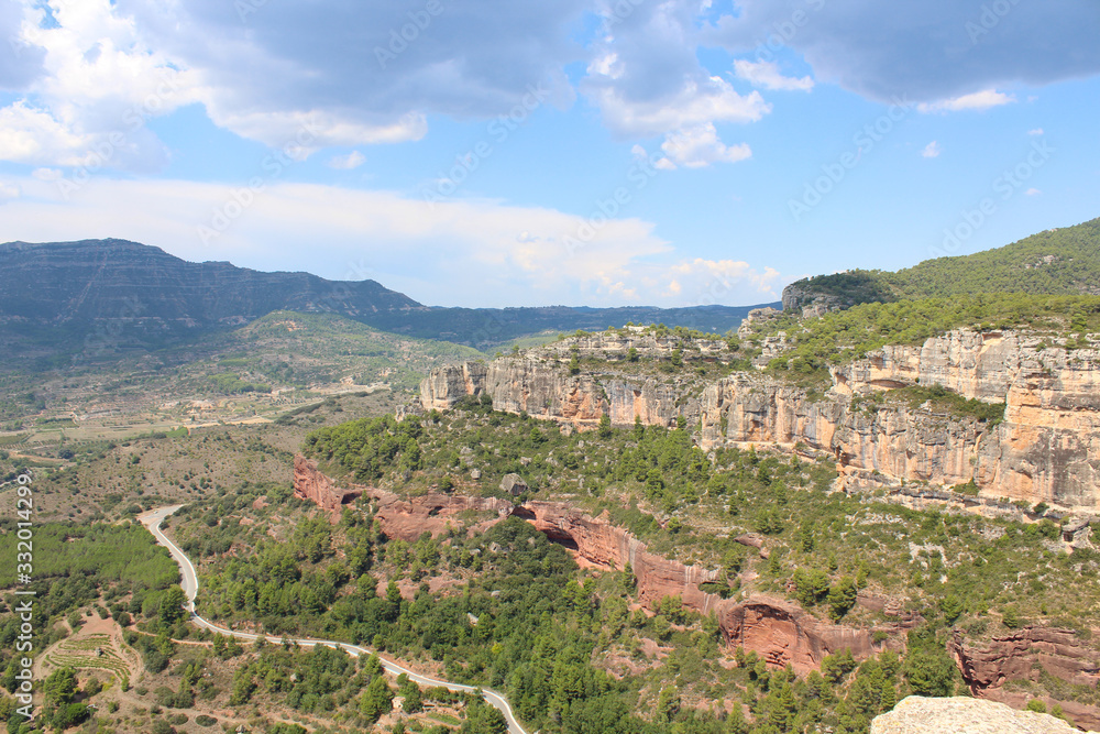 The cloudy sky over the valley of Priorat and Montsant in Catalonia, the view from Siurana village
