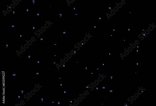 Dark Purple vector background with arithmetic signs.