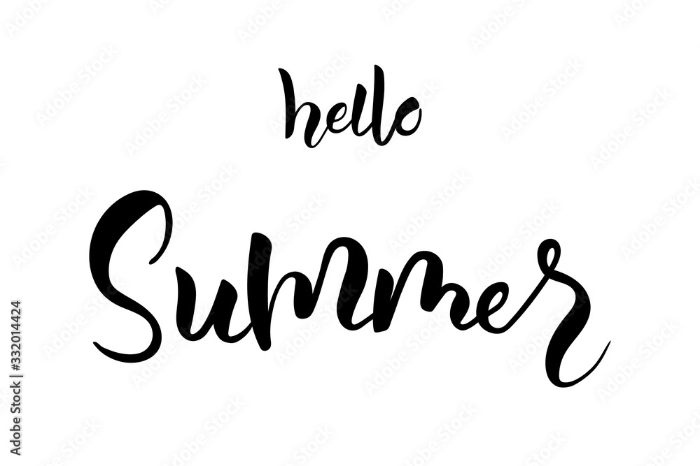 Hello summer lettering hand typography text Hello summer lettering hand typography text
