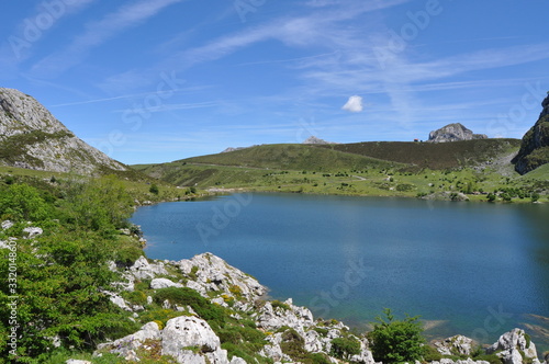 lake in mountains at high altitude