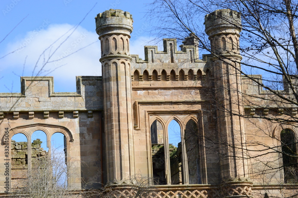 Fototapeta premium Details of facade of Crawford Priory, Cupar, Fife, built early 18th century