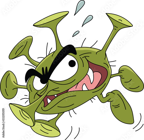 dangerous and infectious corona virus cartoon vector illustration