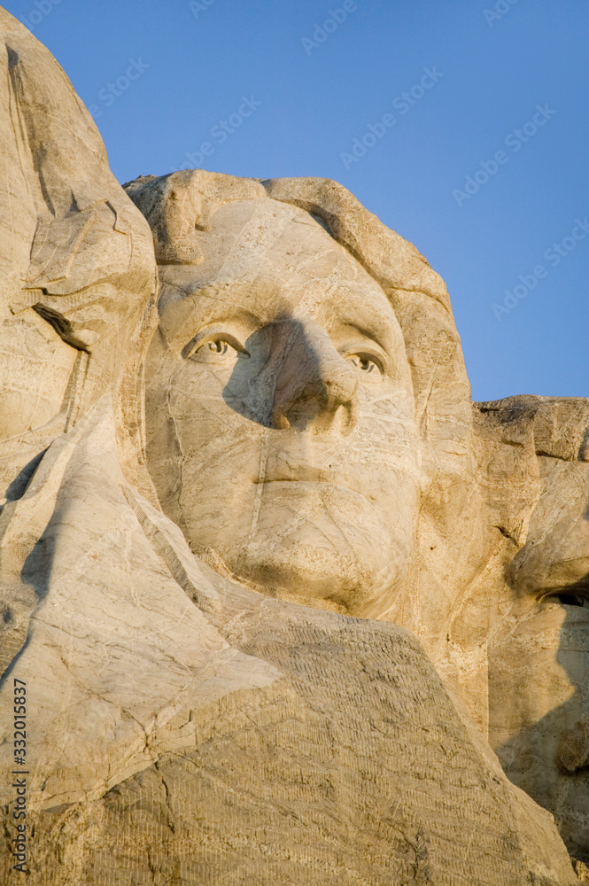 Close-up of President Thomas Jefferson at Mount Rushmore National Memorial, South Dakota