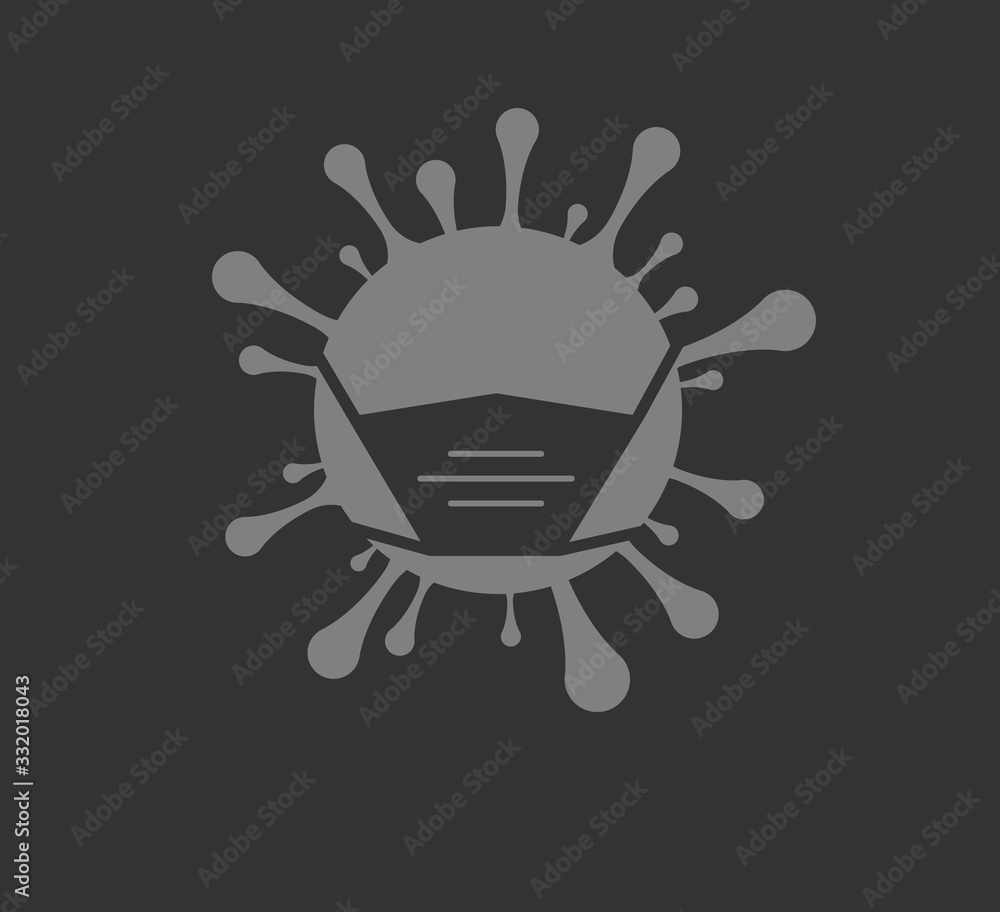 Fototapeta premium Coronavirus oder Covid-19 Icon mit Mundschutz