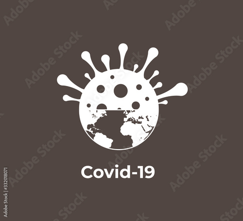 Kombination aus Covid-19 Coronavirus und Weltkugel: Symbolisch Pandemie