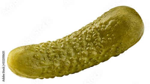marinated pickled cucumbers isolated on white background, clipping path, full depth of field