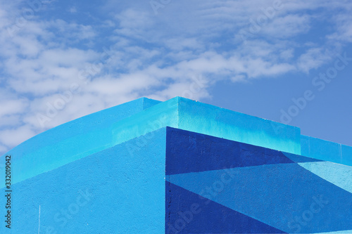 Blue Building with blue sky at background at Cancun  Mexico.