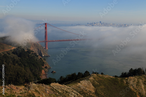 golden gate bridge and fog on San Francisco bay