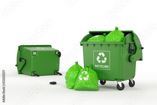 full trash container with garbage bags