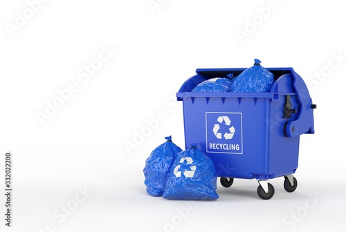 full trash container with garbage bags