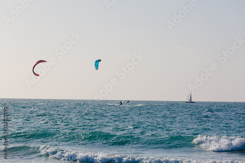 Wakeboarding sea parachuts s splash water variety extreme