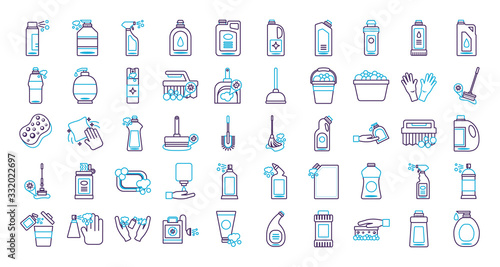 bundle of desinfectants set icons