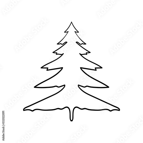 Spruce tree illustration. Coloring book element.