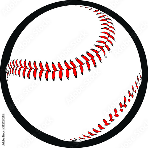 Drawing of a baseball ball with a red seam