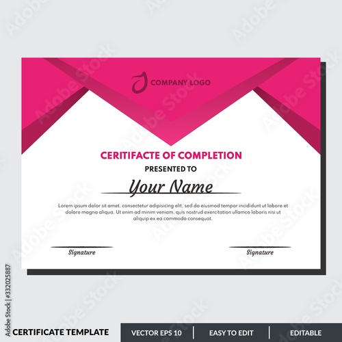 Certificate template for completion. Modern professional creative certificate template.