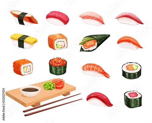 Sushi and rolls