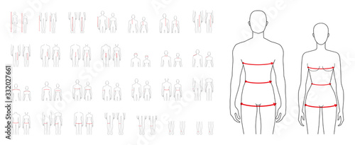 Women and men measurements fashion set.