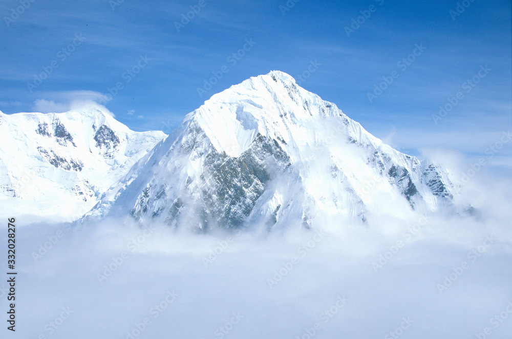 Mountain tops in St. Elias National Park and Preserve, Wrangell Mountains, Wrangell, Alaska