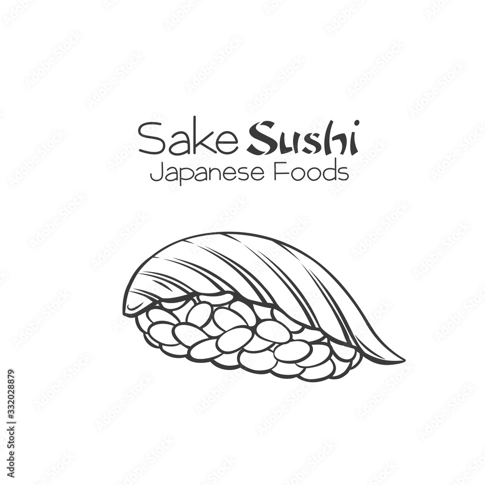 Fototapeta premium Sake sushi outline.