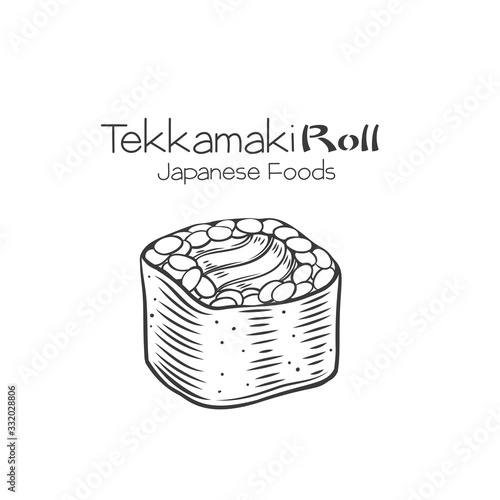 Tekka maki sushi roll outline.