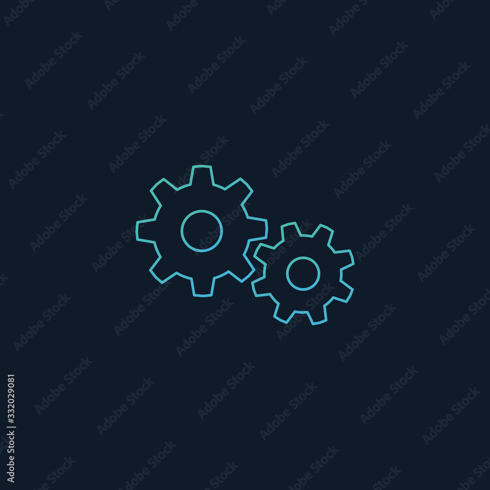 cogwheel mechanism icon. outline gear icon. mechanism concept. Stock Vector illustration isolated on blue background. cogwheel mechanism icon. outline gear icon. mechanism concept. Stock Vector illustration isolated on blue background.