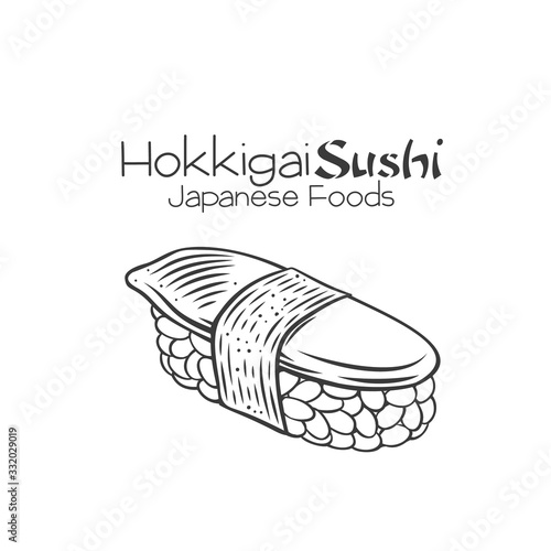 Hokkigai sushi outline.