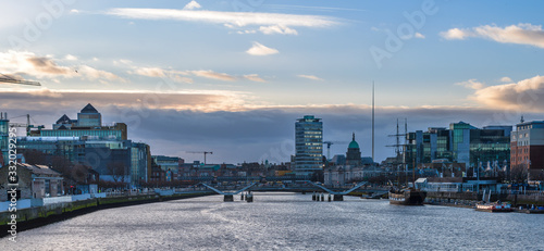 Beautiful scene daylight Dublin Ireland capital landscape city urban area old town modern office building