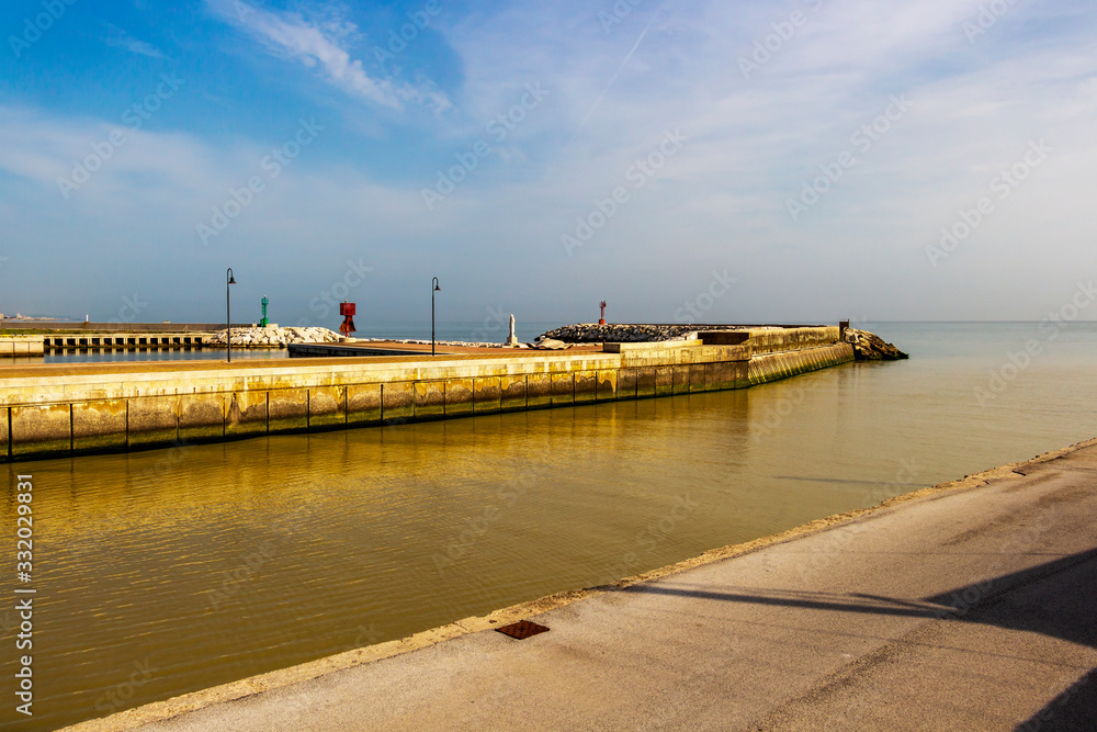 Misa River mouth and Port of Senigallia breakwater, Province of Ancona, Marche Region, Italy