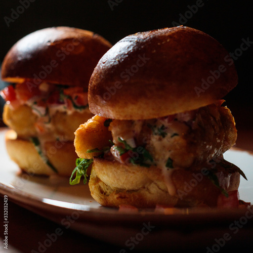 fish burger on plate