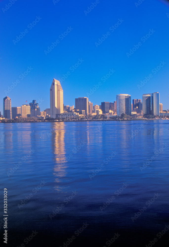 Morning light on the San Diego Bay, view from Coronado, San Diego, California