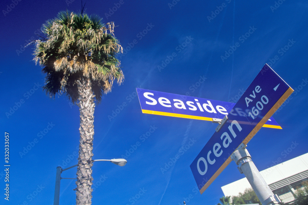 Fototapeta premium Ocean and Seaside street signs in La Jolla, California