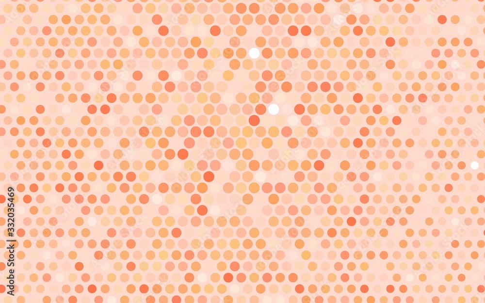 Light Orange vector red banner with set of circles, dots. Donuts Background. Creative Design Template. Technological halftone illustration. Light Orange vector red banner with set of circles, dots. Donuts Background. Creative Design Template. Technological halftone illustration.