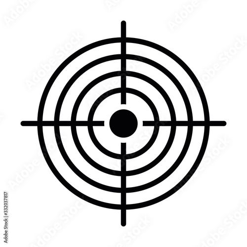 Black target. Hunting, shooting sport or achievement symbol. Simple vector icon