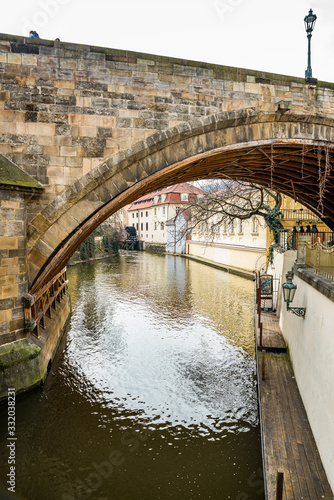 Prague, Czech republic - March 19, 2020. Certovka part by the Charles bridge