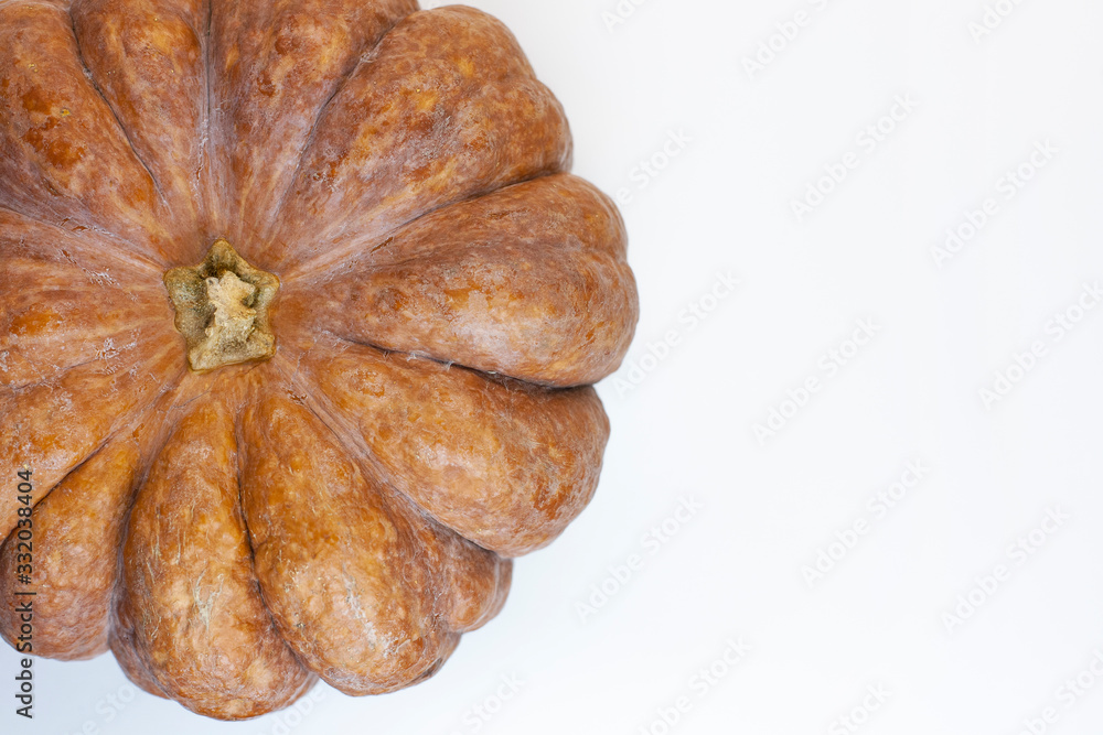 Big orange farm pumpkin on a white isolated background Big orange farm pumpkin on a white isolated background