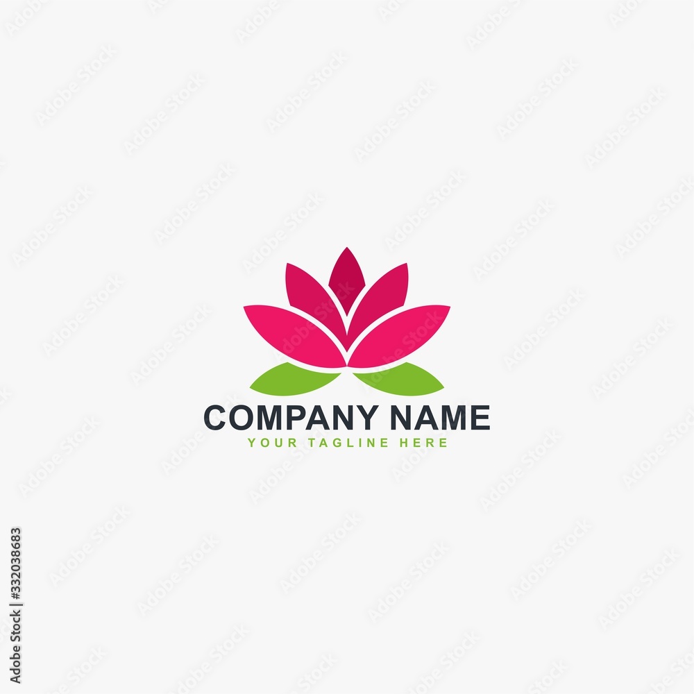 Lotus logo design vector. Beautiful flower illustration symbol. Plant, flower and leaf vector icons.